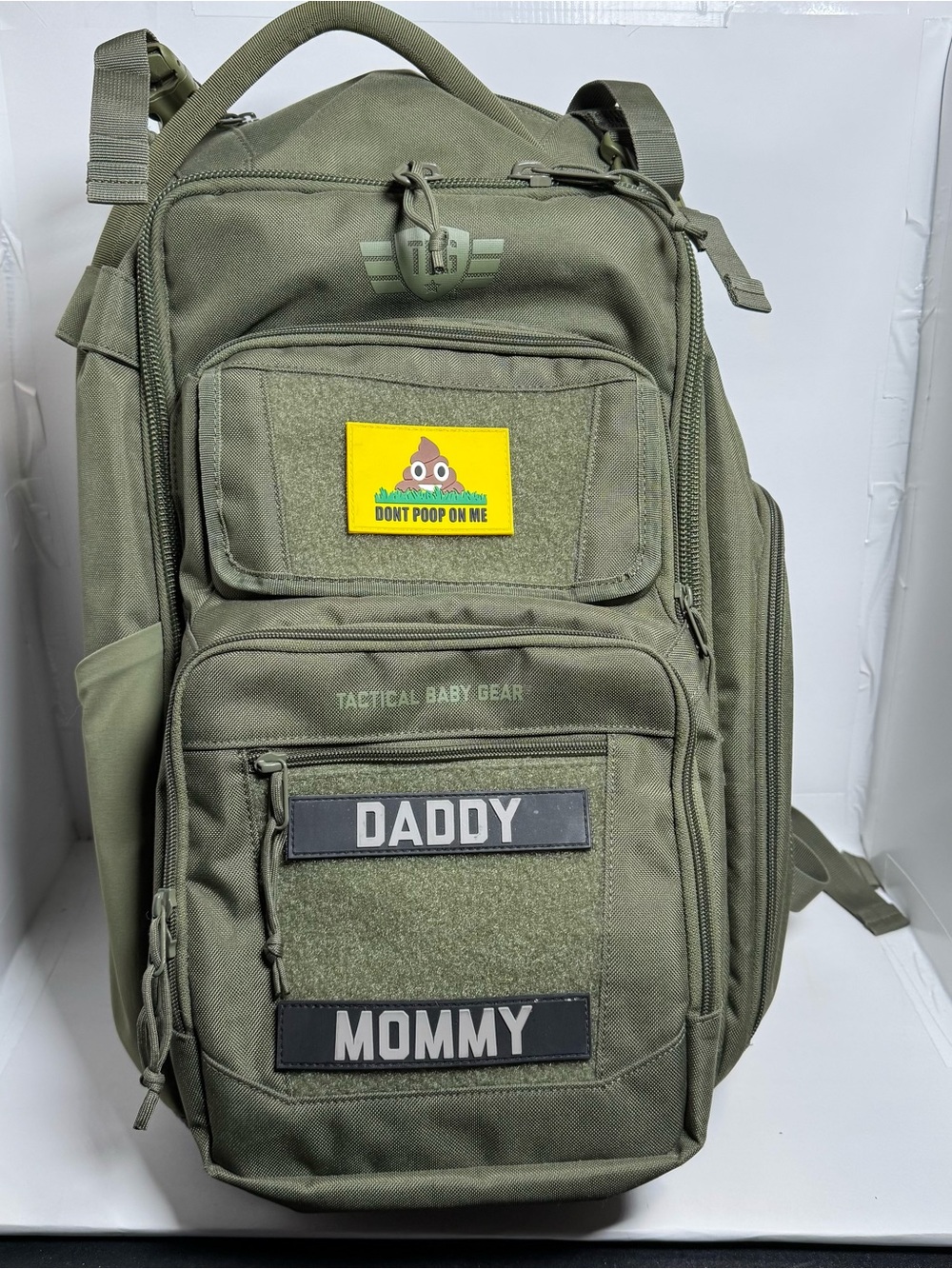 Tactical Baby Gear Green Solid Diaper Backpack & Outer Pocket Zipper And Patches